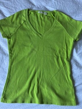 Caslon Lime Green Short Sleeve V-Neck Tee